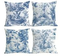 Yeecer Cushion Covers 70x70 cm Pack of 4 Blue Landscape Animals Square Velvet Throw Pillow Case Café Restaurant Sofa Decorative Cushion with Invisible Zipper