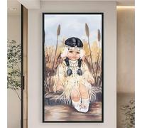 Yeecer DIY 5D Diamond Painting Kits for Adults,Little Indian Girl Diamond Painting Kits,Full Round Drill Crystal Rhinestone Embroidery Cross Stitch Diamond Art Pictures for Home Wall Decor 12x24 inch