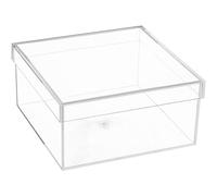 Yeeco Clear Acrylic Boxes with Lid Acrylic Storage Cube Containers with Lids, Plastic Square Boxes 7.92×7.92×3.93 Inches for Candy, Cotton Ball, Beads, Tiny Arts, Watches, Earring, Cosmetics