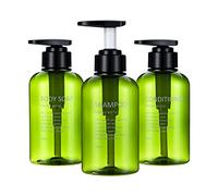 Yeeco Clear Green Pump Bottle,10oz/300ml 3 Packs Shampoo Bottles Shampoo Pump Bottle Refillable Soap Dispenser Shampoo and Conditioner Dispenser for Bathroom, Kitchen, Hotel