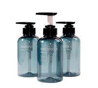 Yeeco Shampoo Pump Bottle,10oz/300ml Clear Blue 3 Packs Shampoo Bottles Refillable Shampoo and Conditioner Dispenser for Bathroom, Kitchen, Hotel