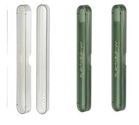 Yeeco Travel Toothbrush Case,Portable Toothbrush Cover 2 pack, Plastic Tooth Brushing Holder, Toothbrush Storage for Home Bathroom School Camping Travelling, 8.19×0.98×0.59" Frosted Green Gray