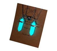 Yeeda 2 Pieces Glow Matching Heart Necklaces - Crystal Healing Stone Necklaces, Glow in the Dark Magnetic Necklace, DIY Jewellery Making