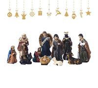 Yeeda Nativity Figurines Set, 11pcs Nativity Scene Figurine Set Christmas Crib Figures, Nativity Figurines Resin Statue Indoor, Christmas Ornament