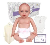 YEEFAIRY Doll Realistic Silicone Material Newborn Infant 43cm Lifelike Mixed Ethnicities African American Baby Girl Eyes Open 2.9kg Emotional Healing Therapeutic Companionship Experience, Natural