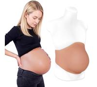 YEEFAIRY Full Silicone Fake Pregnant Belly Artificial Prosthetic Pregnancy Prop Dress Up for Theatre Actor Performance Costume Film Realistic Maternity Cosplay (5-7 Months M Size, Bronze)