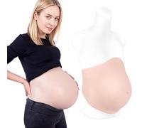 YEEFAIRY Full Silicone Fake Pregnant Belly Artificial Prosthetic Pregnancy Prop Dress Up for Theatre Actor Performance Costume Film Realistic Maternity Cosplay (8-10 Months L Size, Ivory White)