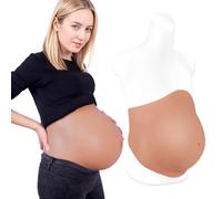 YEEFAIRY Full Silicone Fake Pregnant Belly Artificial Prosthetic Pregnancy Prop Dress Up for Theatre Actor Performance Costume Film Realistic Maternity Cosplay (8-10 Months L Size, Bronze)