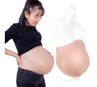 YEEFAIRY Full Silicone Fake Pregnant Belly Artificial Prosthetic Pregnancy Prop Dress Up for Theatre Actor Performance Costume Film Realistic Maternity Cosplay (8-10 Months M Size, Beige)