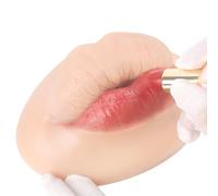 YEEFAIRY Platinum Silicone 3D Lip Mannequin + 1 Lipstick Kit for Makeup & Tattoo Practice Realistic Artificial Lips with Skin Texture Tool for SFX Beauty Beginner (Sausage Shaped Lips, Fair Skin)