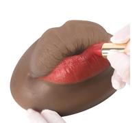 YEEFAIRY Platinum Silicone 3D Lip Mannequin + 1 Lipstick Kit for Makeup & Tattoo Practice Realistic Artificial Lips with Skin Texture Tool for SFX Beauty Beginner (Sausage Shaped Lips, Black)