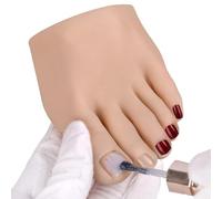 Yeefairy Realistic Silicone Fake Half Foot Female Nursing Mannequin Foot with 524 Pcs Nails, Practice Model Acrylic Nails Art Training Toes Soft Prosthetic Manicure Tool Tattoo (Left, Beige)