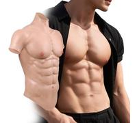 YEEFAIRY Realistic Silicone Muscle Chest With Lifelike Simulation Skin Texture Fake Male Abs Chest Armour Muscles Suit for Petite Man & Woman Crossdresser Cosplay (Beige, XS Size)