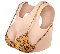 YEEFAIRY Silicone Crossdresser Breastplate Vest Realistic Prosthetic Artificial Breast Forms Tank Top for Transgender Cosplay Drag Show MTF Transition (E Cup with Gel Filler, M Size - Ivory White)