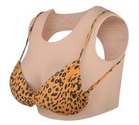 YEEFAIRY Silicone Crossdresser Breastplate Vest Realistic Prosthetic Artificial Breast Forms Tank Top for Transgender Cosplay Drag Show MTF Transition (A Cup with Gel Filler - Beige)