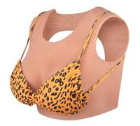 YEEFAIRY Silicone Crossdresser Breastplate Vest Realistic Prosthetic Artificial Breast Forms Tank Top for Transgender Cosplay Drag Show MTF Transition (A Cup with Gel Filler - Bronze)