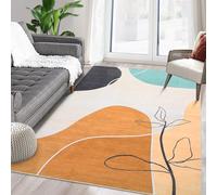 Yeeffia Large Living Room Rug 160 x 230 cm Modern Area Rug Washable Rug Indoor Contemporary Floor Carpet Botanical Rug Minimalist Area Rug Boho Rug for Bedroom Kitchen Nursery, Orange