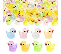 Yeefunjoy 100Pcs Mini Resin Ducks, Colorful Luminous Tiny Ducks Little Plastic Ducks Bulk, Small Ducks Animals Miniature Glow in The Dark for Micro Landscape Decor Aquarium Dollhouse Fairy Garden