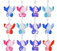 Yeefunjoy 12PCS Pop Keyring It Fidget Toys Pack Party Favors Bag Fillers for Kids, Stitch Mini Pop Fidget Toy Keychain Bubble Sensory Toy, Stress Relief Keyring Keychain for Girls Boys Kids Adults