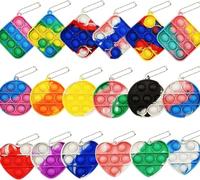 Yeefunjoy 18 Pieces Mini Pop Fidget Toys, Pack of Bubble Poppers with Key Rings, Silicone Rainbow Stress Relief Hand Toys for Office Desks, Children and Adults, Crhistams Birthday Party gifts