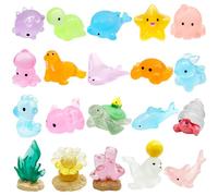Yeefunjoy 20Pcs Mini Sea Animals, Marine Miniature Plastic Animal Resin Tiny Ocean Animals Figurines Aquarium Ornaments Small Animal Figures Decorations for DIY Fish Tank Micro Fairy Garden Dollhouse