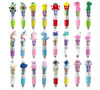 Yeefunjoy 24Pcs Mini Pens, Multicoloured Pens Retractable Fun Pens for Kids Party Bag Fillers, Cartoon Novelty Pens for Easter Basket Stuffers 4 In 1 for Kids School Supplies Classroom Student Prizes