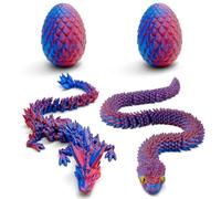Yeefunjoy 2Pcs 3D Printed Dragon Snake in Egg, 3D Egg Fidget Toy Full Articulated Crystal Dragon Snake with Egg, Flexible Joints Home Decor Executive Desk Toys Animals Toy Kids Gifts for Autism ADHD