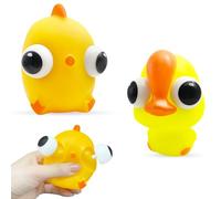 Yeefunjoy 2Pcs Popping Out it Eyes Squishy Squeeze Toy, Duck Chick Pop up Fidget Toy Squeeze Animals Novelty Fidget Hand Toys for Kids Adults Stress Relief Popping Christmas Easter Basket Filler