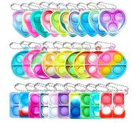 Yeefunjoy 30 Pcs Fidget Keyring, Party Bag Fillers for Kids, Mini Fidget Pop Bubble Toys, Bubble Poppet Fidget Toys, Silicone Squeeze Stress Relief Sensory Toy, Game Prizes Party Favour Gifts for Kids