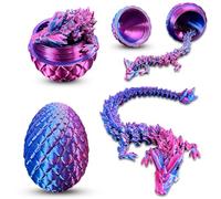 Yeefunjoy 3D Printed Dragon in Egg, Full Articulated Crystal Dragon with Dragon Egg, Flexible Joints Executive Desk Toys, Home Decor Dragon Egg Toys Set Easter Gift for Kids Adults(Laser purple)