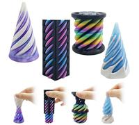 Yeefunjoy 4Pcs Impossible Cones, 3D-Printed Spiral Cone Pyramid Passthrough Sculpture Square Circle Cylinder Fidget Mini Vortex Thread Illusion for Stress Releasing Desktop Decoration Souvenir Gift