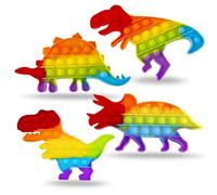 Yeefunjoy 4PCS Pop Bubble Fidget Toys Set, Push Rainbow Poppet Sensory Fidget toy, Dinosaur Pop Poppets Fidget-Toys, Anxiety Autism Stress Relief, Favors Bags Filler Birthday Gift for Kids and Adults