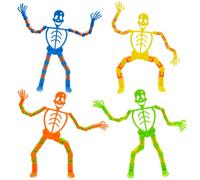 Yeefunjoy 4Pcs Skull Toy, Links Wacky Tracks and Click Fidget Toys Skeleton Smartphone Holder, Skull Ornament Phone Stand Desk Decor Halloween Decor, Adjustable Stand Skeleton Party Bag Fillers