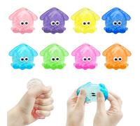 Yeefunjoy 4pcs Squeeze Stress Toys, Kawaii Squid Fidget Toy Set, Press Stress Relief Soft Sensory Squishy Toys Mochi Taba Relax Anxiety Party Bags Fillers Christmas Birthday Gifts For Kids Adults