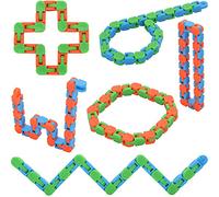Yeefunjoy 6 Pack 24 Links Wacky Tracks Snap and Click Fidget Toys, Finger Sensory Toys, Snake Puzzles for Stress Relief, Party Bag Fillers, Party Favours, Random Color