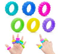 Yeefunjoy 6Pcs Fidget Rings, Sensory Finger Toys Acupressure Massage Rings Trichotillomania Fidget Toys Silent Stress Relief Toys for Anxiety Christmas Stocking Filler Birthday Easter Gift Boys Girls