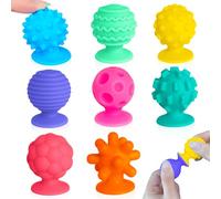 Yeefunjoy 8Pcs Suction Toy, Sensory Fidget Textured Suction Cup Toy Silicone Sucker Toys for kids with Autism, Classroom Bath- Quiet Anxiety Stocking Stuffers Calm Down Corner Supplies for Kids Adults