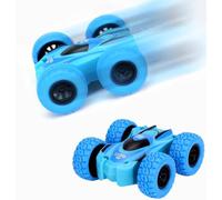 Yeefunjoy Double Sided Blue 360°Tumble Stunt Toy Cars, Pull Back Car, Friction Powered Vehicles Push and Go Vehicle, Inertia Off-road Rubber Wheels Car Birthday Gifts for 3-10 Year Old Boys Girls Kids