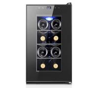Yeego 8 Bottle Wine Cellar, Thermoelectric Wine Cooler with Triple-Pane UV-Protection Glass Door, LED Digital Display, Quiet Freestanding Wine Fridge for Countertop, Home, Office, or Bar