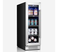 Yeego Beverage-Refrigerator, 12 Inch Beer Cooler Built-in or Freestanding,60 Cans Beverage Cooler with Glass Door, Mini-Fridge for Bottles and Cans Beer/Soda/Water/Wine