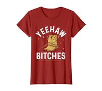 Yeehaw Bitches Country Music T-Shirt, Women, Cranberry Red, Medium