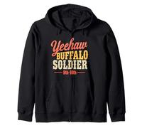 Yeehaw Buffalo Soldier 9th-10th Retro Zip Hoodie