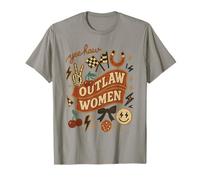 Yeehaw Outlaw Women Retro Western Cowgirl Country T-Shirt