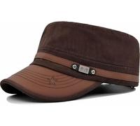 YeeHeen Cadet Army Cap for Men Women Twill Military Corps Hat Flat Top Cap Brown