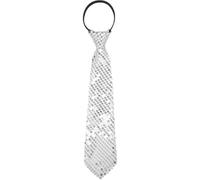YeeHeen Kids Neckties Pre-Tied Ties with Loop Sequins Tie Adjustable Zipper Necktie for Boys Girls Wedding Dance Party White