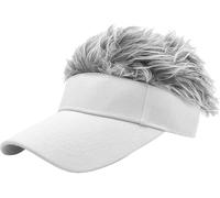 YeeHeen Mens Visor Cap Wig Spiked Adjustable Baseball Cap Sun Hats with Fake Hair White + Grey Hair B