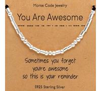 YeeHeen Morse Code Bracelet for Women Sterling Silver Beads Bracelet Gifts for Mom Daughter Wife You Are Awesome