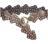 YeeHeen Wide Disc Belt for Women Concho Leather Belts Boho Western Waist Belt for Dress Gold Brown 115CM