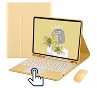 YEEHi Touch Keyboard Case for iPad Air 11" M3/M2, iPad Air 5 2022/ Air 4 2020 10.9" Case with Mouse Round Key Touchpad Detachable Keyboard Smart Cover,Yellow