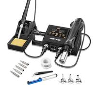 YEEHONEC 600W 2 in 1 Soldering Station, Soldering Iron + Hot Air Gun, LED Display, Adjustable Temp 100-500°C (°C/°F), Temp Calibration & Sleep Mode,Professional Electronics Repair Kit [UK Stock]
